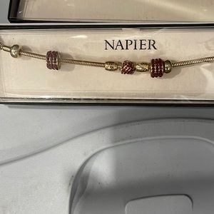 New Napier Gold & Ruby Crystals Charm Bracelet